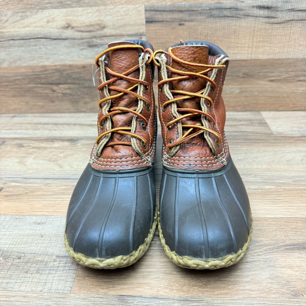 LL Bean  Women Size 9 Brown Leather Boots 6" Padded Collar Hunting Duck Boot - Picture 2 of 10